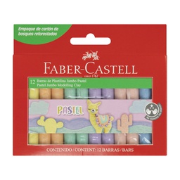 PLASTICINA FABER CASTELL EN BARRA 12 COLORES PASTEL