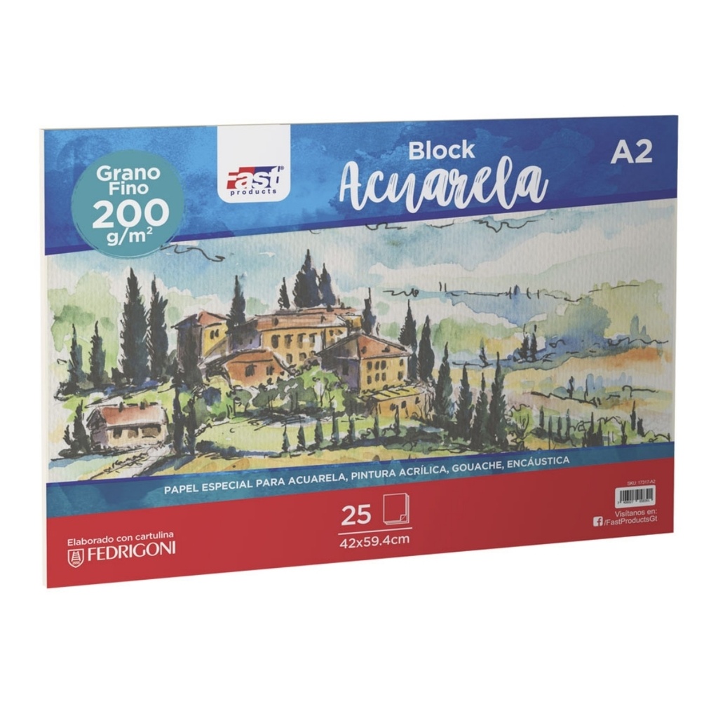 [DIST05165] BLOCK ACUARELA FAST 200GR. 25H G.FINO A-2