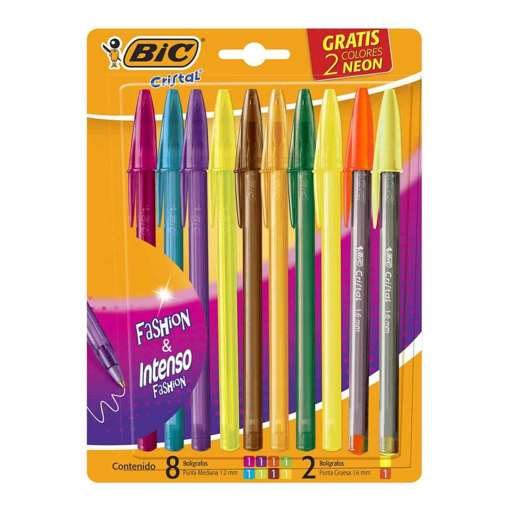 BOLIGRAFO BIC INTENSO FASHION 1.6MM BLISTER 10 COLORES BX10