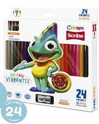 CRAYON DE MADERA SCRIBE TRIANG. C/SACAPUNTAS 24 COLORES