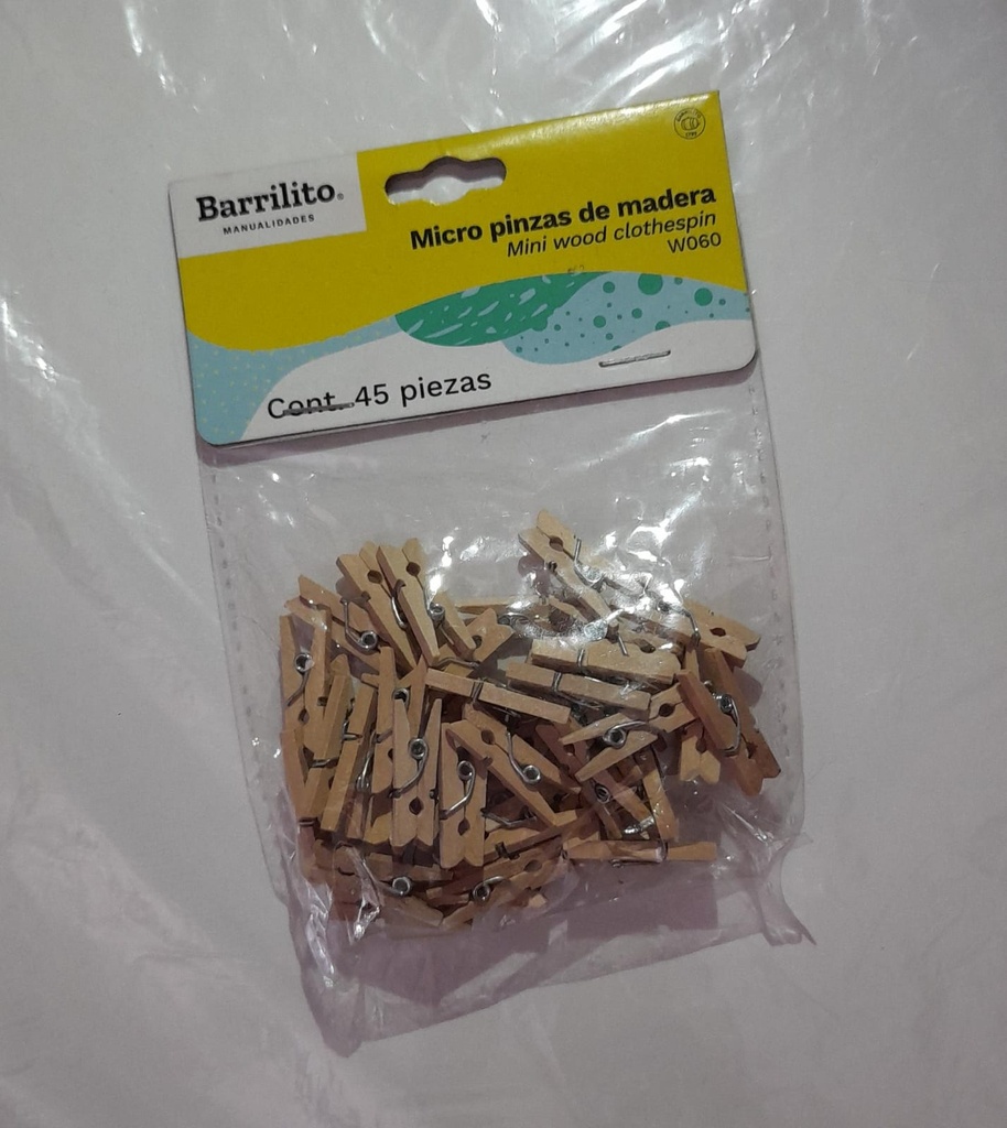 GANCHO DE ROPA BARRILITO MINI P/MANUALIDADES (BX45)