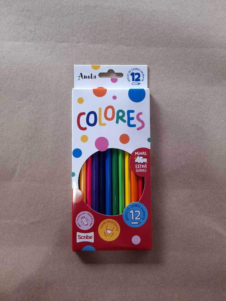 CRAYON DE MADERA SCRIBE TRIANG. ANOTA 12 COLORES