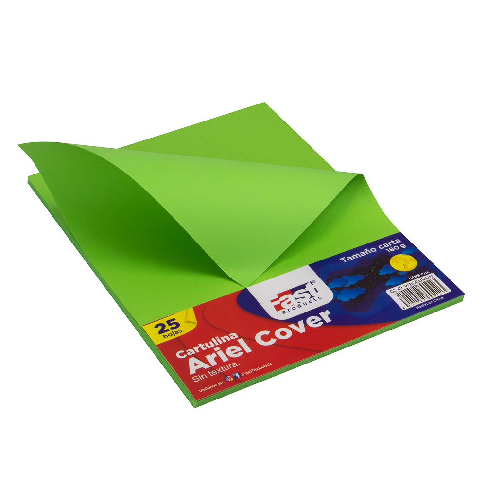 [DIST05354] HOJA ARIEL COVER CARTA 180GRS. COLOR VERDE LIMON (PX25)