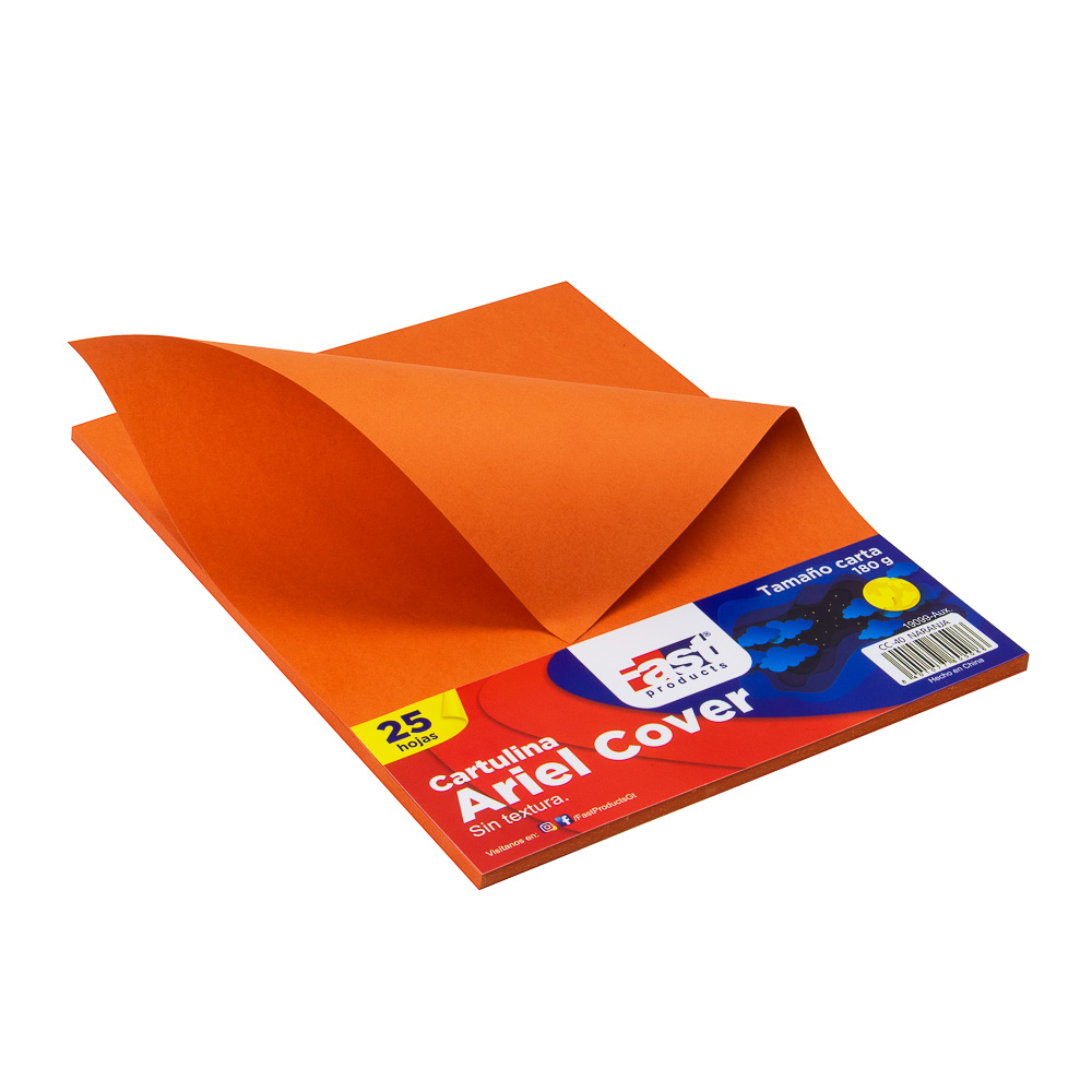 HOJA ARIEL COVER CARTA 180GRS. COLOR NARANJA (PX25)