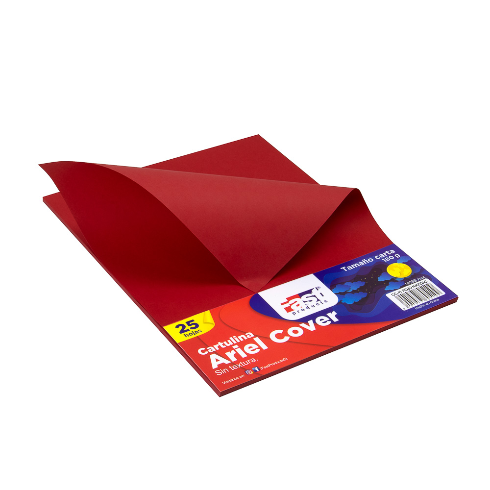 [DIST05375] HOJA ARIEL COVER CARTA 180GRS. COLOR ROJO NAVIDAD (PX25)