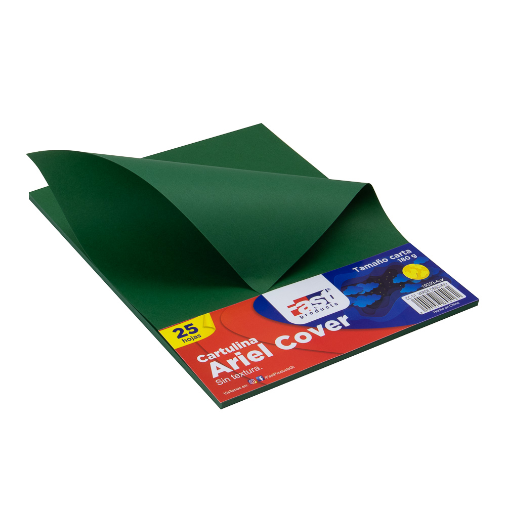 [DIST02232] HOJA ARIEL COVER CARTA 180GRS. COLOR VERDE OBS. (PX25)
