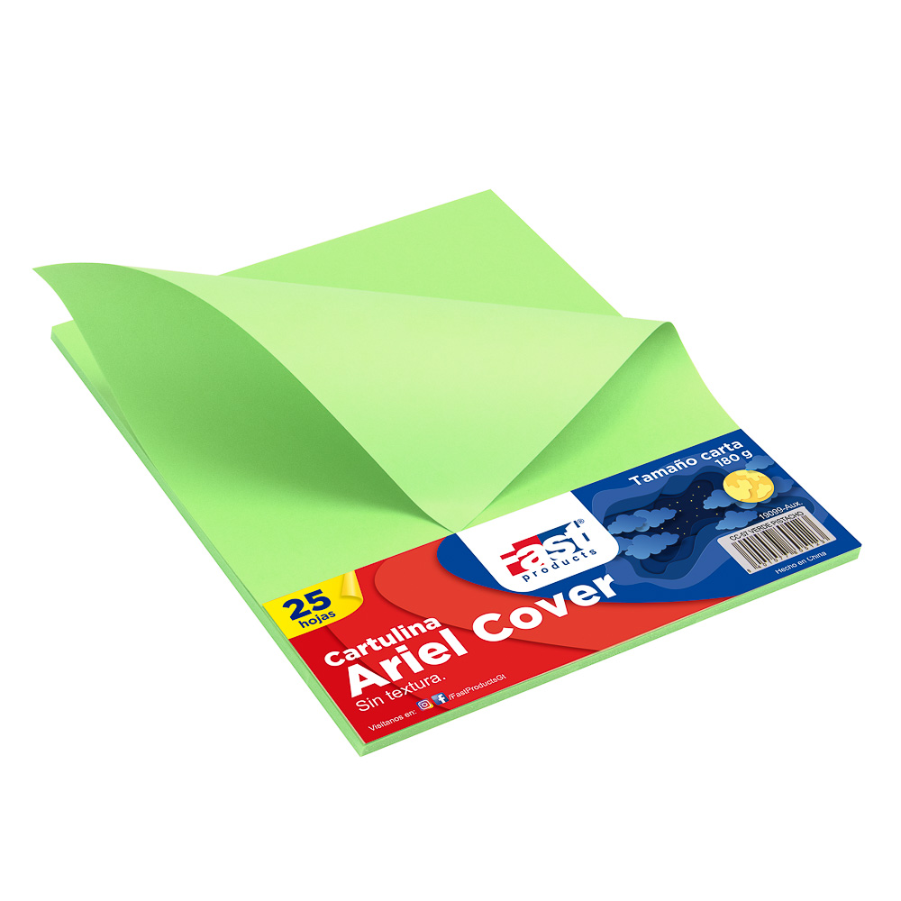 [DIST02143] HOJA ARIEL COVER CARTA 180GRS. COLOR VERDE PISTACHO(PX25)
