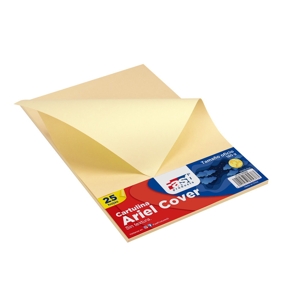 HOJA ARIEL COVER OFICIO 180GRS. COLOR CREMA (PX25)
