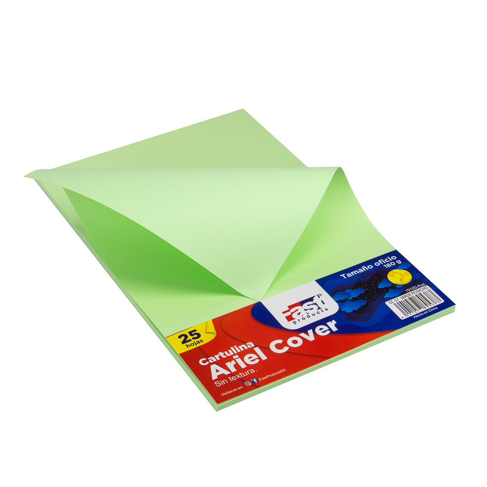 HOJA ARIEL COVER OFICIO 180GRS. COLOR VERDE PISTACHO (PX25)