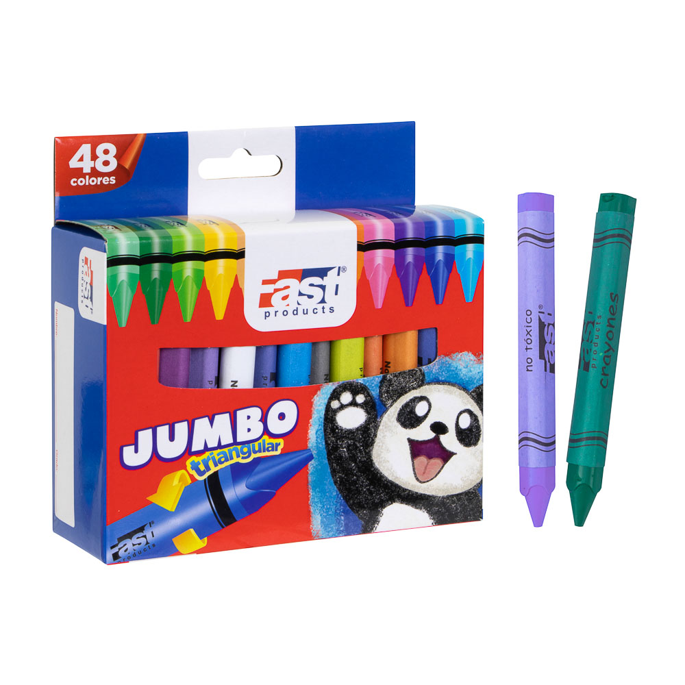 CRAYON DE CERA FAST TRIANG. JUMBO 48 COLORES