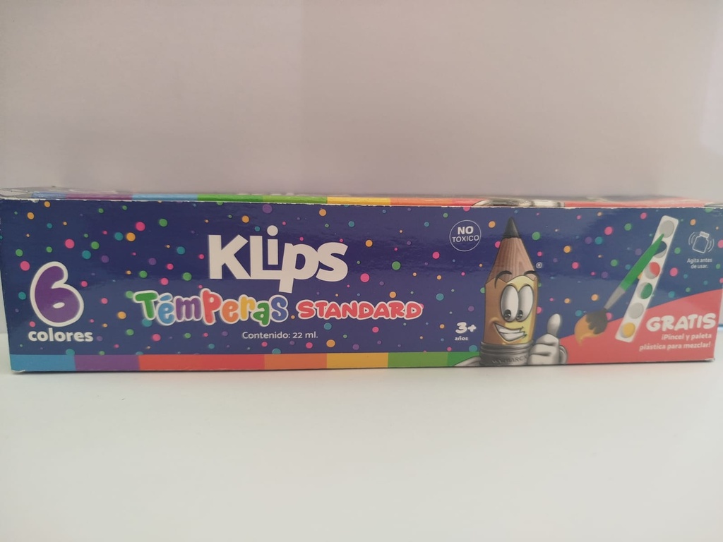 TEMPERA ESTANDAR KLIPS 22ML. 6 COLORES