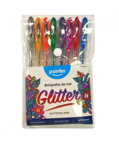 BOLIGRAFO POINTER GLITTER 8 COLORES GP-2208