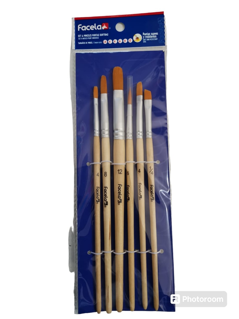 SET PINCEL FACELA SURTIDOS 6 PZS