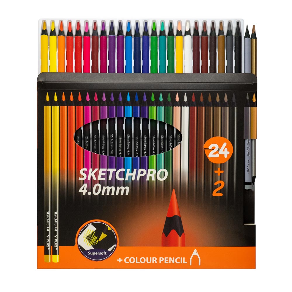 CRAYON DE MADERA Y-PLUS SKETCHPRO 4MM 24 COLORES