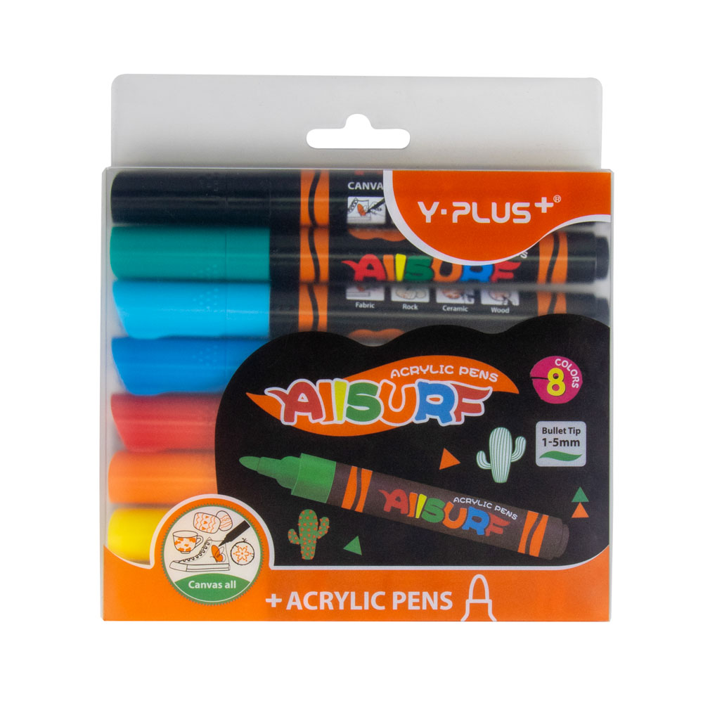 MARCADOR ACRILICO Y-PLUS ALLSURF 8 COL.