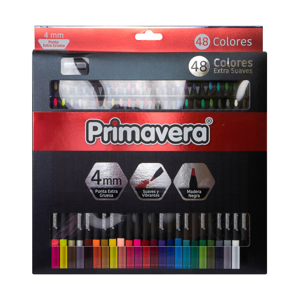 CRAYON DE MADERA PRIMAVERA 48 COL. NEGRO