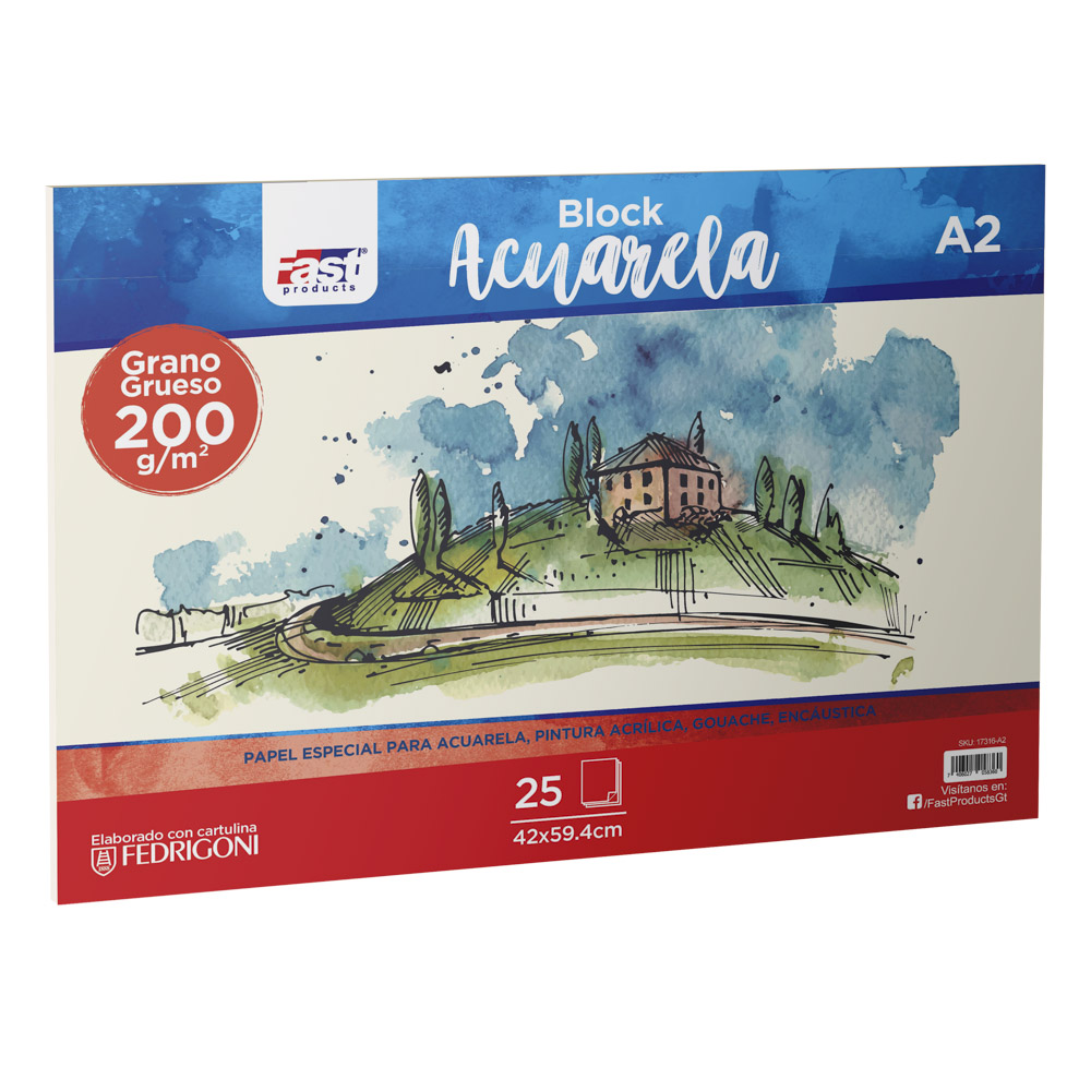 BLOCK ACUARELA FAST 200GR. 25H GRANO GRUESO A-2