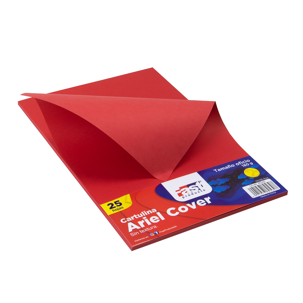 HOJA ARIEL COVER OFICIO 180GRS. COLOR ROJO (PX25)