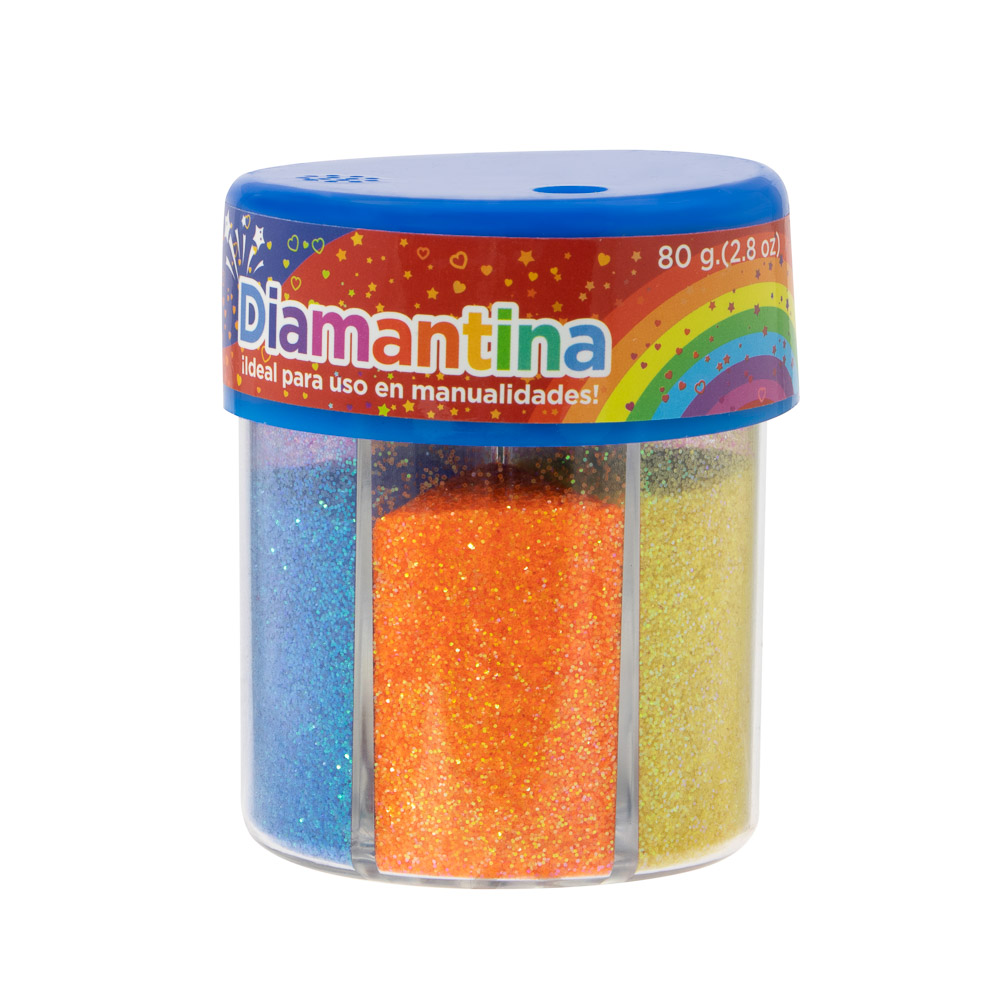 DIAMANTINA BOTE DE 80GRS 6COL. NEON/LENTEJUELAS