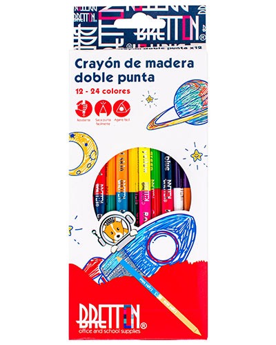 CRAYON DE MADERA BRETTON DUO TRIANGULAR 12-24 COL.