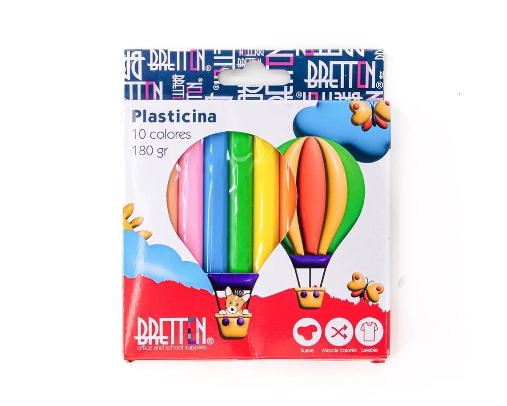 [DIST04478] PLASTICINA BRETTON 10 COL. 180GR