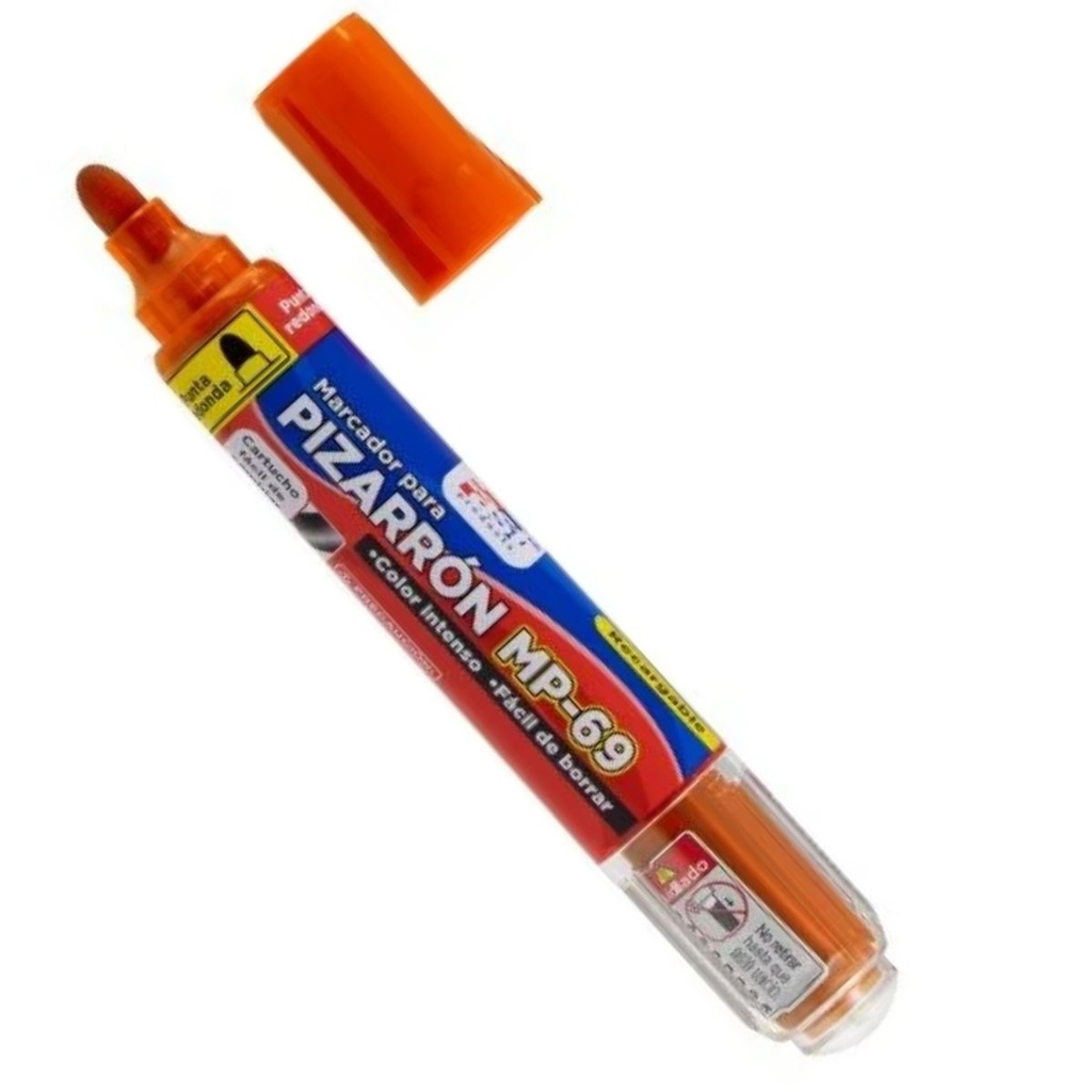 MARCADOR FAST P/PIZARRA MP69 P/REDONDA NARANJA