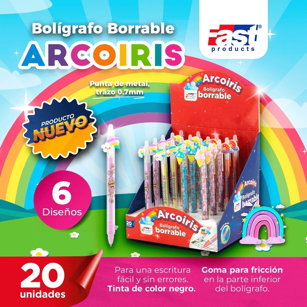 BOLIGRAFO FAST BORRABLE ARCOIRIS CX20