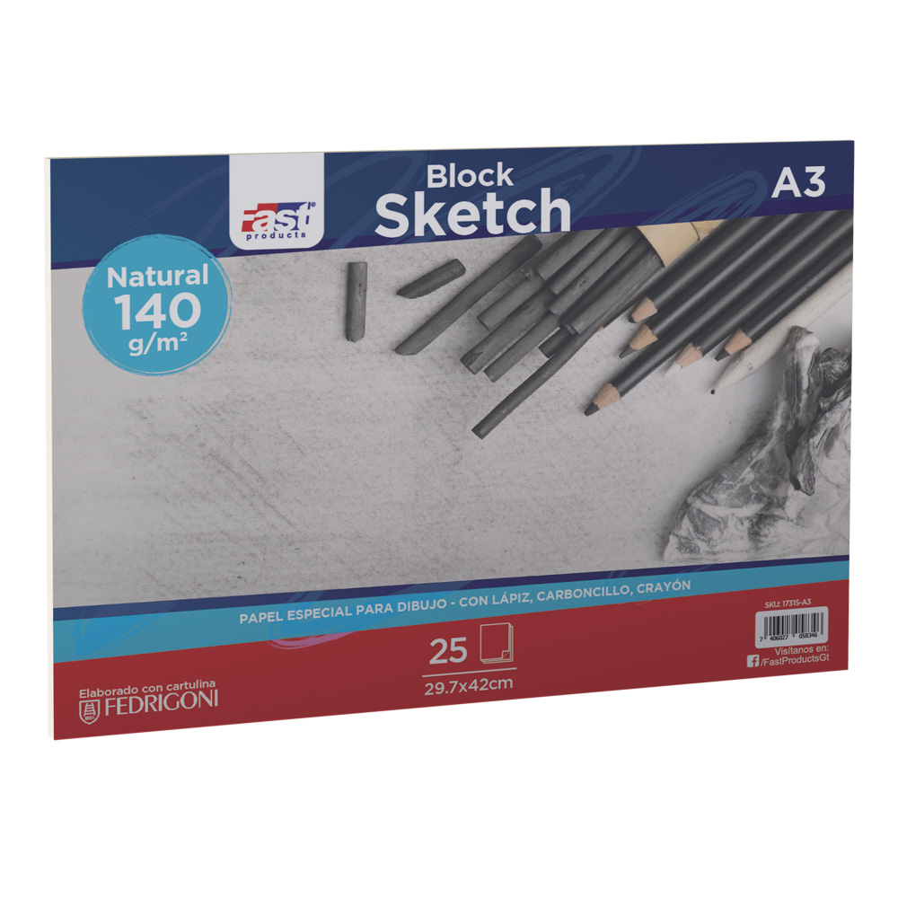 BLOCK SKETCH FAST 25H 140G. A-3 NATURAL