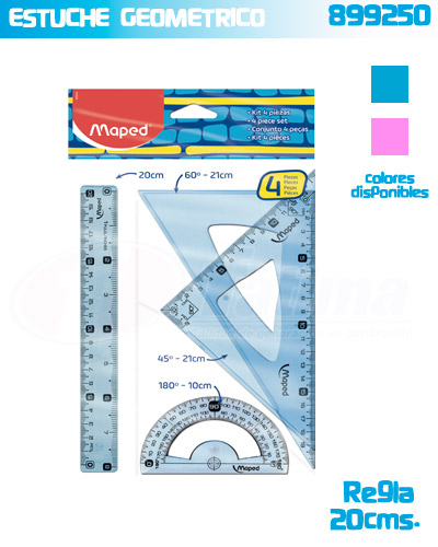 ESTUCHE GEOMETRICO MAPED 899250 MEDIANO C/REGLA 20CM.
