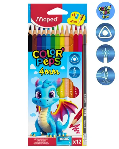 CRAYON MADERA MAPED 835523 TRIANG. MINA 4MM 12 COLORES