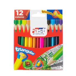 [DIST00467] CRAYON DE MADERA FAST TRIANG. CORTO 12 COLORES