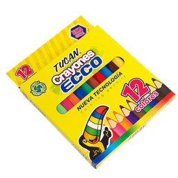 [DIST00482] CRAYONES DE MADERA TUCAN ECCO CORTO 12 COLORES