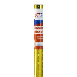 [DIST02269] CONTAC ADHESIVO FAST ROLLO ESTRELLAS DORADO