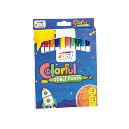 [DIST02465] MARCADOR FAST ESTUCHE DOBLE PUNTA 12 COLORES
