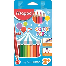 [DIST02654] CRAYON DE MADERA MAPED LARGO JUMBO 12 COLORES