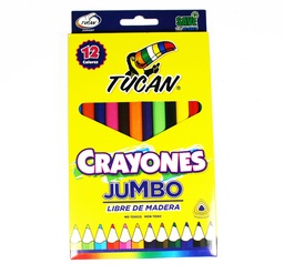 [DIST02656] CRAYON DE MADERA TUCAN LARGO JUMBO 12 COLORES