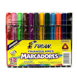 [DIST02690] MARCADOR TUCAN ESTUCHE JUMBO TRIANG. 12 COLORES
