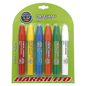 [DIST03767] CRAYONES BARRILITO PINTA CARITAS 6 COL.