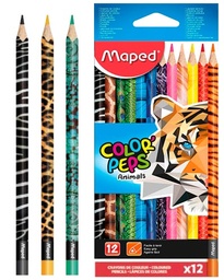 [DIST03851] CRAYON DE MADERA MAPED 832212 LARGO TRIANG. ANIMALES 12 COLORES