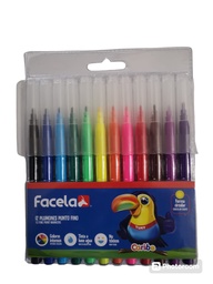 [DIST04382] MARCADOR FACELA CARIBE P/FINA 12 COLORES