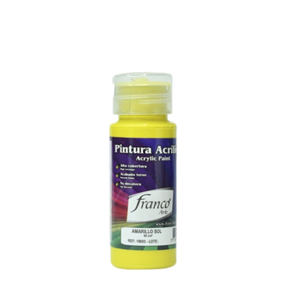 PINTURA ACRILICA 60ML FRANCO AMARILLO SOL | Distribuidora los escudos