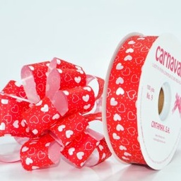 [DIST04880] LISTON CINTAMAX #5 DISEÑO CORAZON PUNTO BLANCO