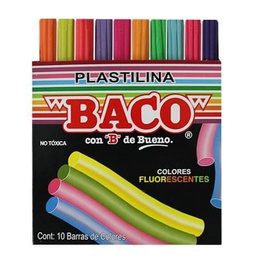 [DIST05078] PLASTICINA BACO 10 BARRAS DE COLORES NEON