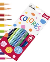 [DIST05318] CRAYON DE MADERA SCRIBE TRIANG. ANOTA 12 COLORES