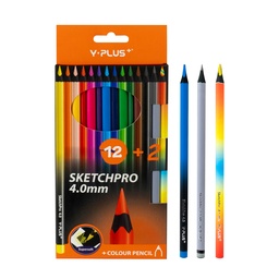[DIST01476] CRAYON DE MADERA Y-PLUS SKETCHPRO 4MM 12 COLORES