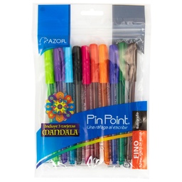 [DIST04113] BOLIGRAFO AZOR 6810 P/FINA 0.7MM C/MANDALAS 10 COL.