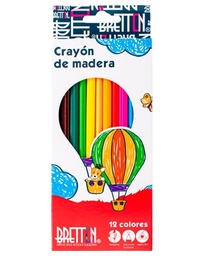 [DIST04446] CRAYON DE MADERA BRETTON TRIANGULAR LARGO 12COL.