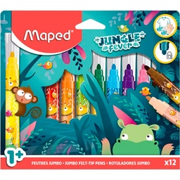 [DIST04582] MARCADOR MAPED 846900 ESTUCHE JUMBO JUNGLE FEVER 12 COL.